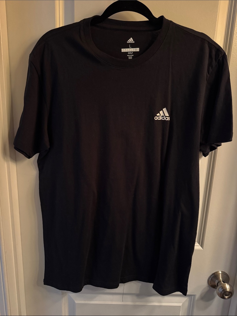 adidas Black Short Sleeve Performance Tee with White Logo